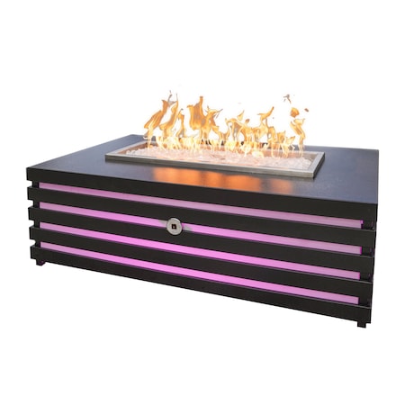 The Outdoor Plus 72 Rectangular Amina Fire Pit, Powder Coated Metal, Black, Spark Ignition with Flame Sense, Natural Gas OPT-AMI7224FSEN-BLK-NG